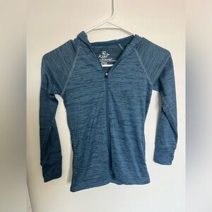 Kuhl Child Hoodie Sweatshirt Blue Black Space Dye Long Sleeve Full Zip Small 7-8